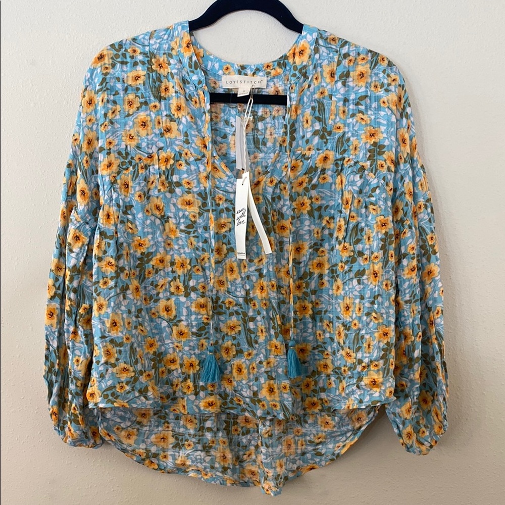 Lovestitch Blue Floral Women's Top